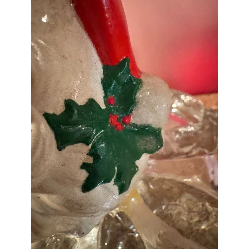 Vintage‎ 1980 Santa Head Ornament – Glitter Trim, Hand-Painted Details 🎅✨